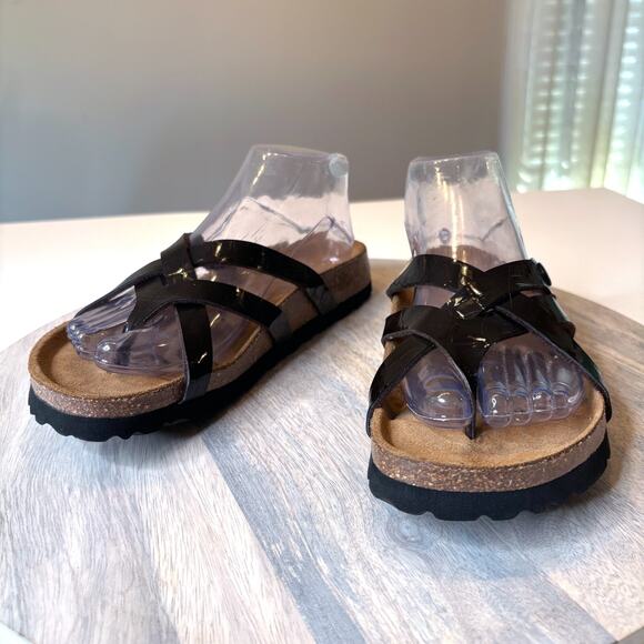 Betula Vinja Ladies Birkenstock Dark Brown / Black Patent Leather Sandals Size 8 - Picture 4 of 10